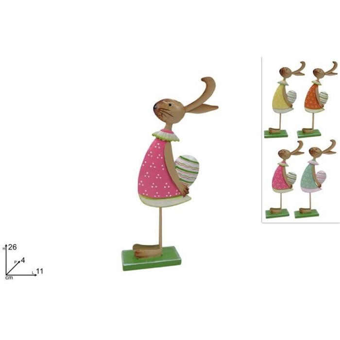 DECORAZIONE CONIGLIO IN LATTA 26CM 4 COL.